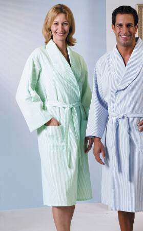 Picture of Patient Robe Unisex Medium Green Stripe Reusable1835-M