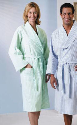 Picture of Patient Robe Unisex Medium Green Stripe Reusable1835-M