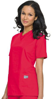 Picture of Scrub Shirt Medium Red 3 Pockets Short Set-In Sleeve Female70221REDMED