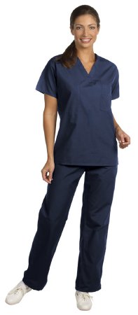 Picture of Scrub Shirt Large Navy Blue 1 Pocket Short Set-In Sleeve Unisex6719-L