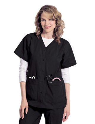 Picture of Scrub Shirt Small Black 4 Pockets Short Set-In Sleeve Female8232BKPSM