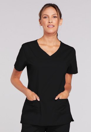 Picture of Scrub Shirt Cherokee Small Black 3 Pockets Short Sleeve Female4727-SM