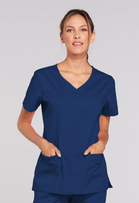Picture of Scrub Shirt Cherokee X-Large Navy Blue 3 Pockets Short Sleeve Female4727-XL