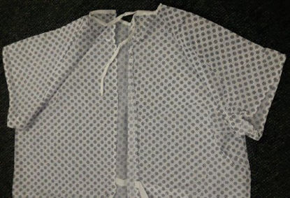 Picture of Patient Exam Gown One Size Fits Most White Print ReusableV61-0310PT