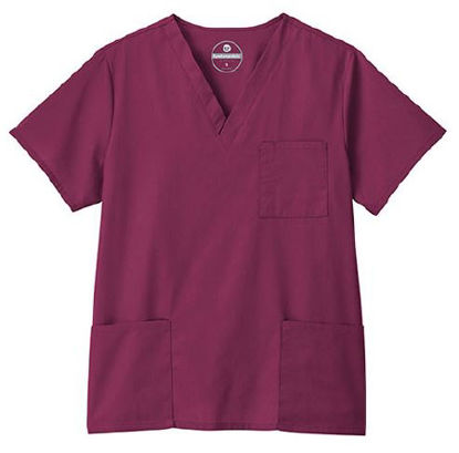 Picture of Scrub Shirt Fundamentals 3X-Large Wine 3 Pockets Short Sleeve Unisex14869-038-3X