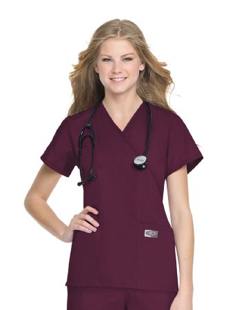 Picture of Scrub Shirt Small Wine 2 Pockets Short Set-In Sleeve Female70224WINES