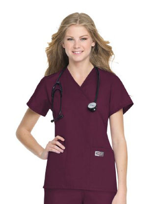 Picture of Scrub Shirt Small Wine 2 Pockets Short Set-In Sleeve Female70224WINES