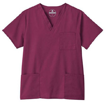 Picture of Scrub Shirt Fundamentals 5X-Large Wine 3 Pockets Short Sleeve Unisex14869-038-5X