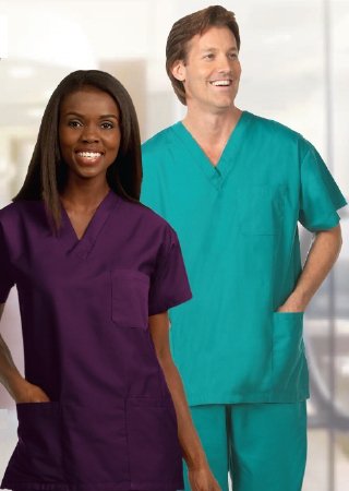 Picture of Scrub Shirt Medium Fir Green 3 Pockets Short Set-In Sleeve Unisex78775-M