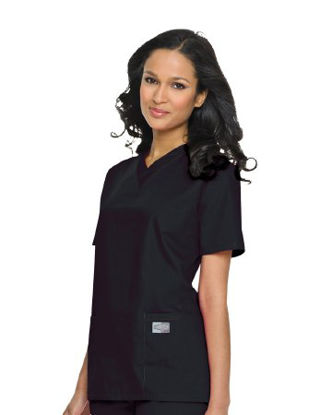 Picture of Scrub Shirt X-Small Black 3 Pockets Short Set-In Sleeve Female70221BLACKXSM