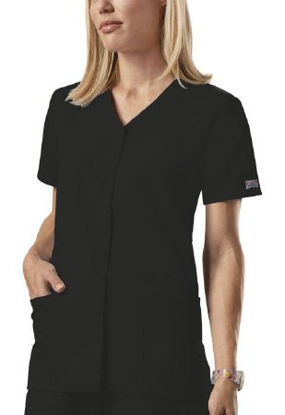Picture of Scrub Shirt Cherokee Medium Black 2 Pockets Short Sleeve Female4770-MD