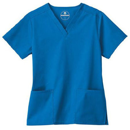 Picture of Scrub Shirt Fundamentals Large Royal Blue 2 Pockets Short Sleeve Female14700-064-L