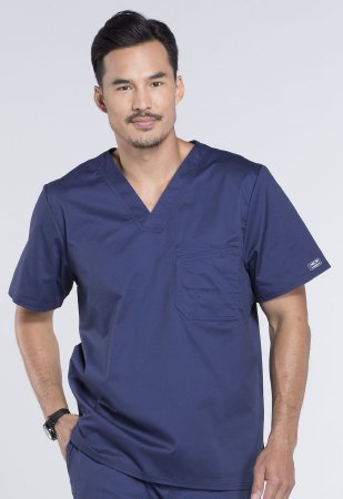 Picture of Scrub Shirt Cherokee Medium Navy Blue 1 Pocket Short Sleeve Male4743-MD