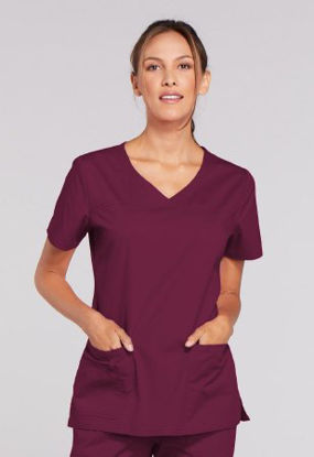 Picture of Scrub Shirt Cherokee X-Large Wine 3 Pockets Short Sleeve Female4727-XL