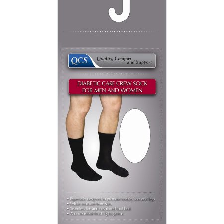 Picture of Diabetic Socks QCS Crew Small White Closed Toe1680 WHI SM