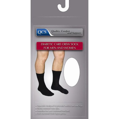 Picture of Diabetic Socks QCS Crew Small White Closed Toe1680 WHI SM