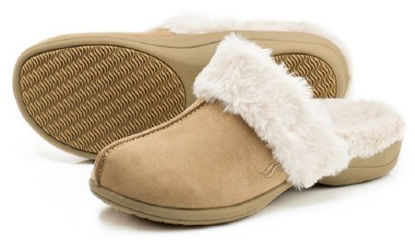 Picture of Orthotic Slipper Powerstep® Luxe Taupe / Ivory Closed Toe8850-3009