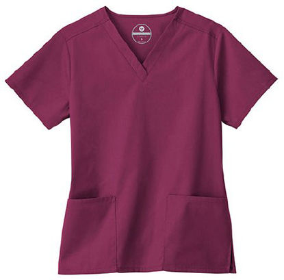 Picture of Scrub Shirt Fundamentals Medium Wine 2 Pockets Short Sleeve Female14700-038-M