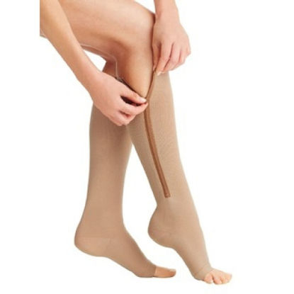 Picture of Zippered Compression Stocking and Liner JOBST® UlcerCARE ™ Knee High X-Large / Left Beige Closed Toe081568575