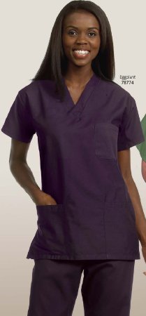 Picture of Scrub Shirt Large Eggplant 3 Pockets Short Set-In Sleeve Unisex78774-L