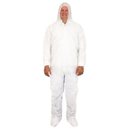 Picture of Coverall with Hood and Boot Covers Safety Zone® 2X-Large White Disposable NonSterileDCWF-2X-40