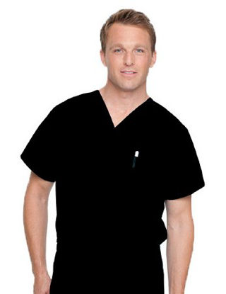 Picture of Scrub Shirt Medium / Tall Black 2 Pockets Short Dolman Sleeve Unisex7502BKPMEDTALL