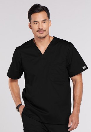 Picture of Scrub Shirt Cherokee Medium Black 1 Pocket Short Sleeve Male4743-MD
