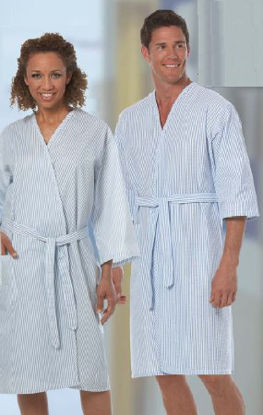 Picture of Patient Robe Unisex 4X-Large Blue Stripe Reusable1840-4XLG