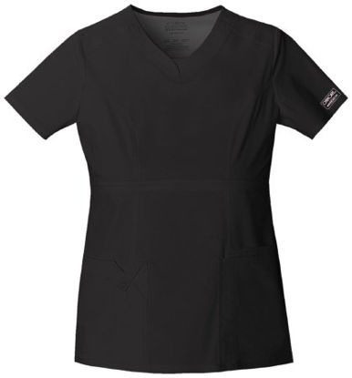 Picture of Scrub Shirt Cherokee X-Small Black 2 Pockets Short Sleeve Female24703-XS