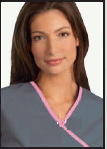 Picture of Scrub Shirt Small Pewter / Pretty Pink 2 Pockets Short Set-In Sleeve Female7599-S
