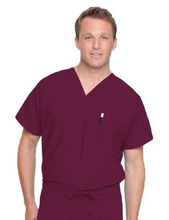Picture of Scrub Shirt X-Large Wine 2 Pockets Short Dolman Sleeve Unisex7502RWPXLG