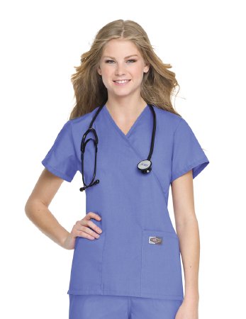 Picture of Scrub Shirt X-Large Ceil Blue 2 Pockets Short Set-In Sleeve Female70224CEILXL
