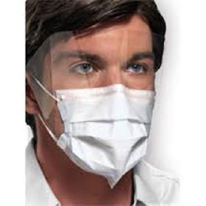 Picture of Procedure Mask with Eye Shield Ultra™ FogFree™ Anti-fog Strip Pleated Earloops One Size Fits Most White NonSterile ASTM Level 3GCPW