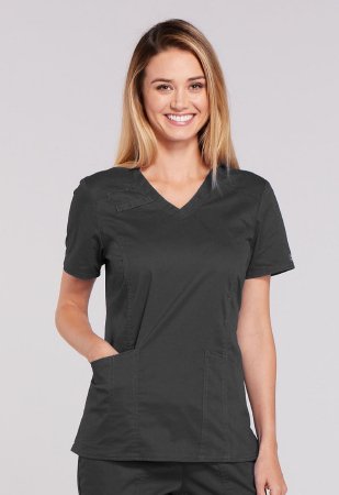 Picture of Scrub Shirt Cherokee 4X-Large Pewter 3 Pockets Short Sleeve Female4710-4XL