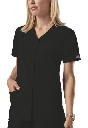 Picture of Scrub Shirt Cherokee Small Black 2 Pockets Short Sleeve Female4770-SM
