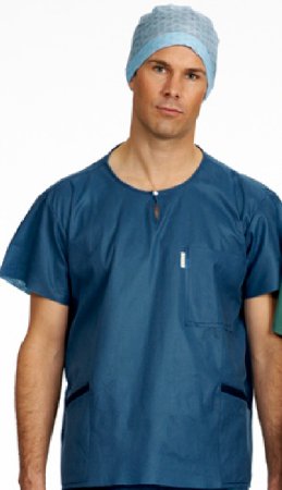 Picture of Scrub Shirt Barrier® X-Small Blue 1 Pocket Short Sleeve Male21600