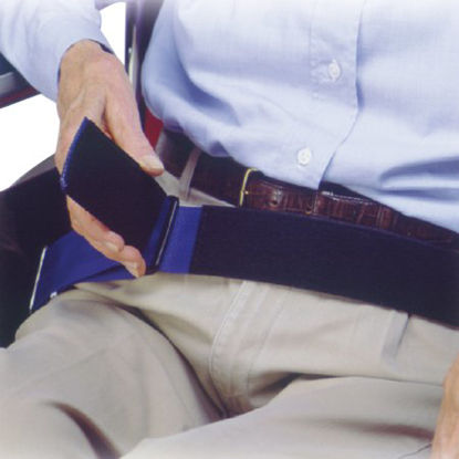 Picture of Resident-Release Wheelchair Safety Belt Skil-Care™ One Size Fits Most Hook and Loop Closure Screws Attached to Wheelchair701030