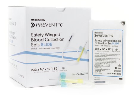 Picture of McKesson Prevent® G Blood Collection Set 23 Gauge 3/4 Inch Needle Length Safety Needle 12 Inch Tubing Sterile16-BC2334