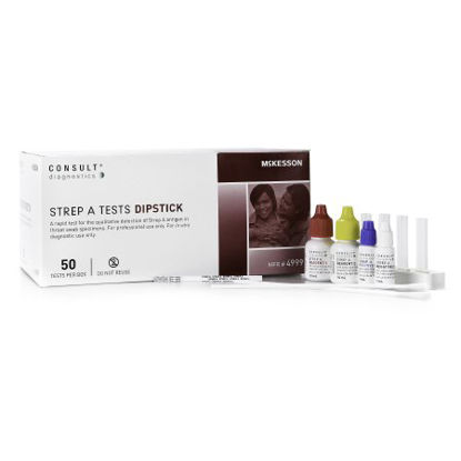 Picture of Rapid Test Kit McKesson Consult™ Infectious Disease Immunoassay Strep A Test Throat / Tonsil Saliva Sample 50 Tests4999