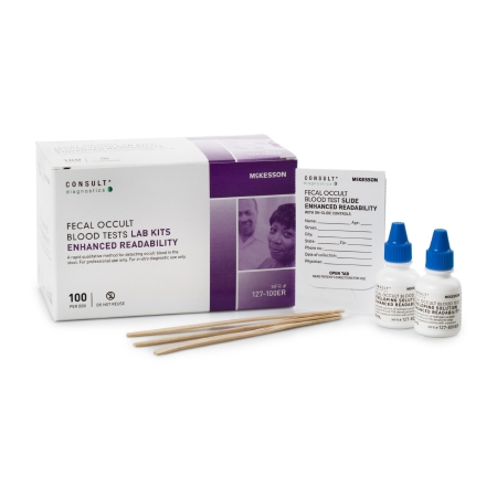 Picture of Rapid Test Kit McKesson Consult™ Colorectal Cancer Screening Fecal Occult Blood Test (FOBT) Stool Sample 100 Tests127-100ER
