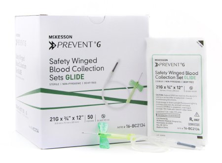 Picture of McKesson Prevent® G Blood Collection Set 21 Gauge 3/4 Inch Needle Length Safety Needle 12 Inch Tubing Sterile16-BC2134