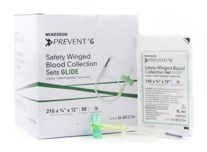 Picture of McKesson Prevent® G Blood Collection Set 21 Gauge 3/4 Inch Needle Length Safety Needle 12 Inch Tubing Sterile16-BC2134