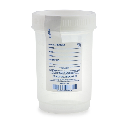 Picture of Specimen Container for Pneumatic Tube Systems McKesson Polypropylene 120 mL (4 oz.) Screw Cap Sterile16-9542