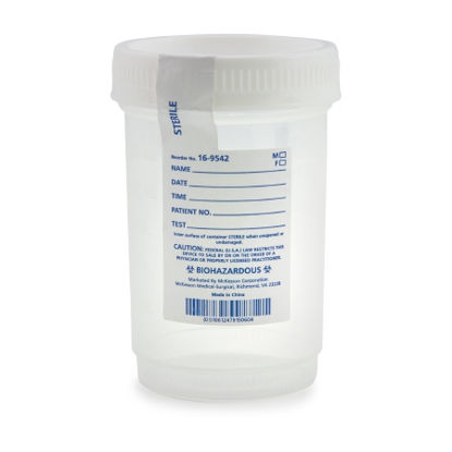 Picture of Specimen Container for Pneumatic Tube Systems McKesson Polypropylene 120 mL (4 oz.) Screw Cap Sterile16-9542