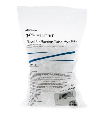 Picture of Blood Collection Tube Holder / Needle Holder McKesson Prevent® HT Universal Fit, Clear, Non-Stackable, Multi-Sample 13 mm and 16 mm Blood Collection Tubes16-BCTHLDR