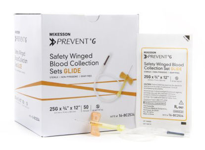 Picture of McKesson Prevent® G Blood Collection Set 25 Gauge 3/4 Inch Needle Length Safety Needle 12 Inch Tubing Sterile16-BC2534