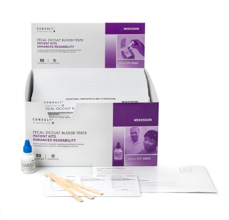 Picture of Rapid Test Kit McKesson Consult™ Colorectal Cancer Screening Fecal Occult Blood Test (FOBT) Stool Sample 50 Tests127-50ER