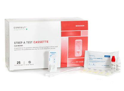 Picture of Rapid Test Kit McKesson Consult™ Infectious Disease Immunoassay Strep A Test Throat / Tonsil Saliva Sample 25 Tests181-34125