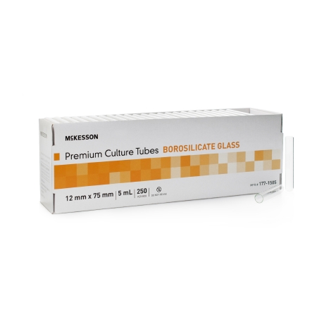 Picture of McKesson Test Tube Round Bottom Plain 12 X 75 mm 5 mL Without Color Coding Without Closure Glass Tube177-1505