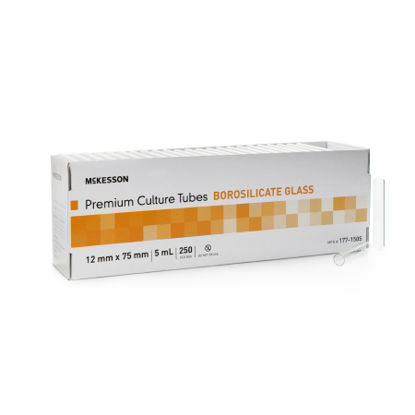 Picture of McKesson Test Tube Round Bottom Plain 12 X 75 mm 5 mL Without Color Coding Without Closure Glass Tube177-1505